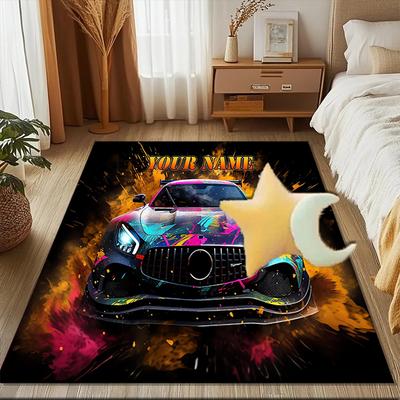 1PC Custom Name Car Artwork" Theme Floor Mat Ideal for Living Room, Game Rooms, Office, Bedroom Floor Mat Design