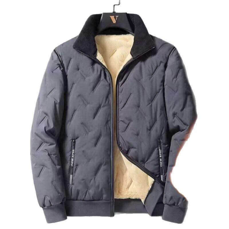 Men's Autumn/Winter Lambswool Jacket - Slim-Fit, Windproof, Cold-Proof Casual Wear for Middle-Aged Dads