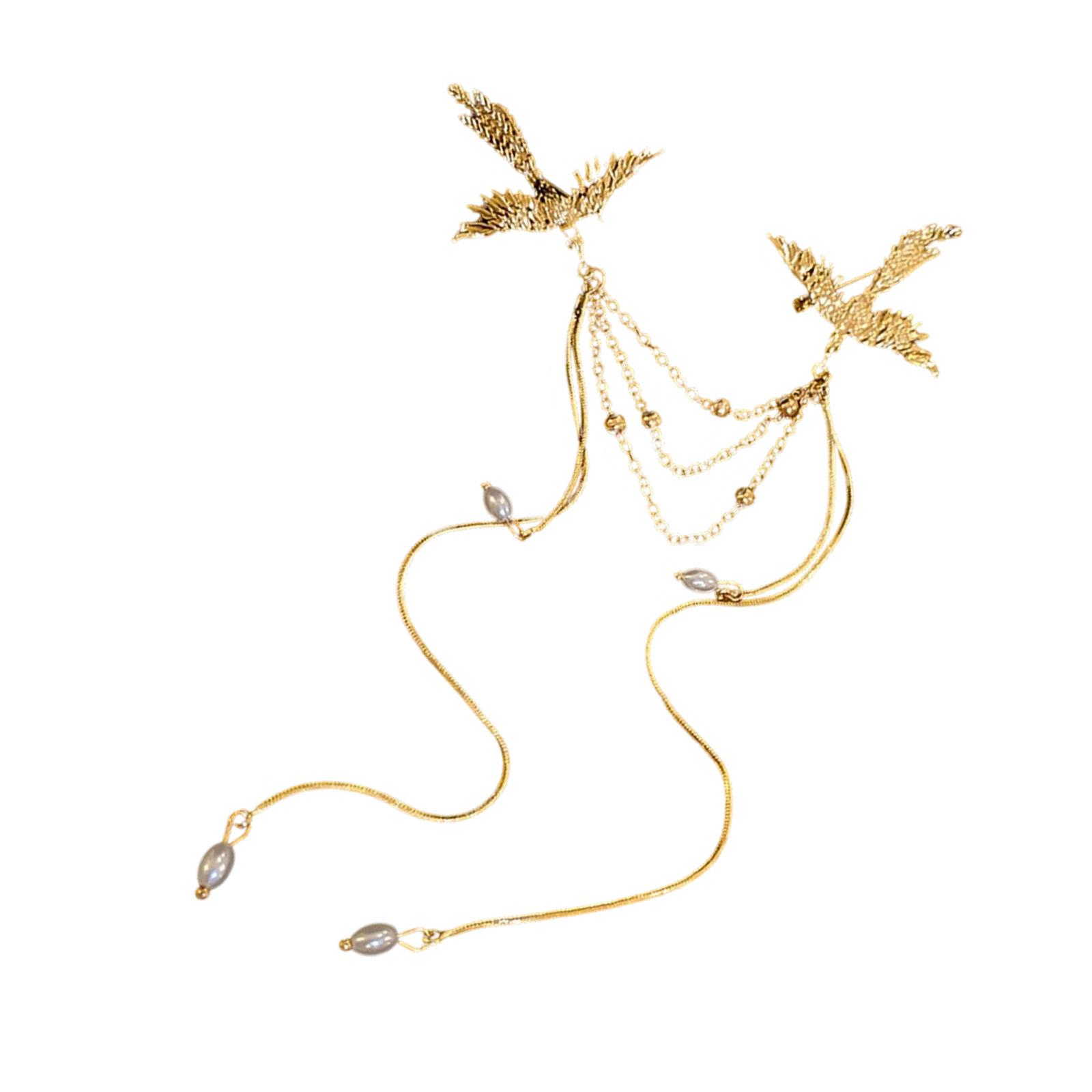 

Брошь Фениксы с Жемчугом и Бахромой для Женщин и Мужчин Длинные Струящиеся Кисточки Булавка Аксессуары для Вечеринки Юбилейный Подарок золотой