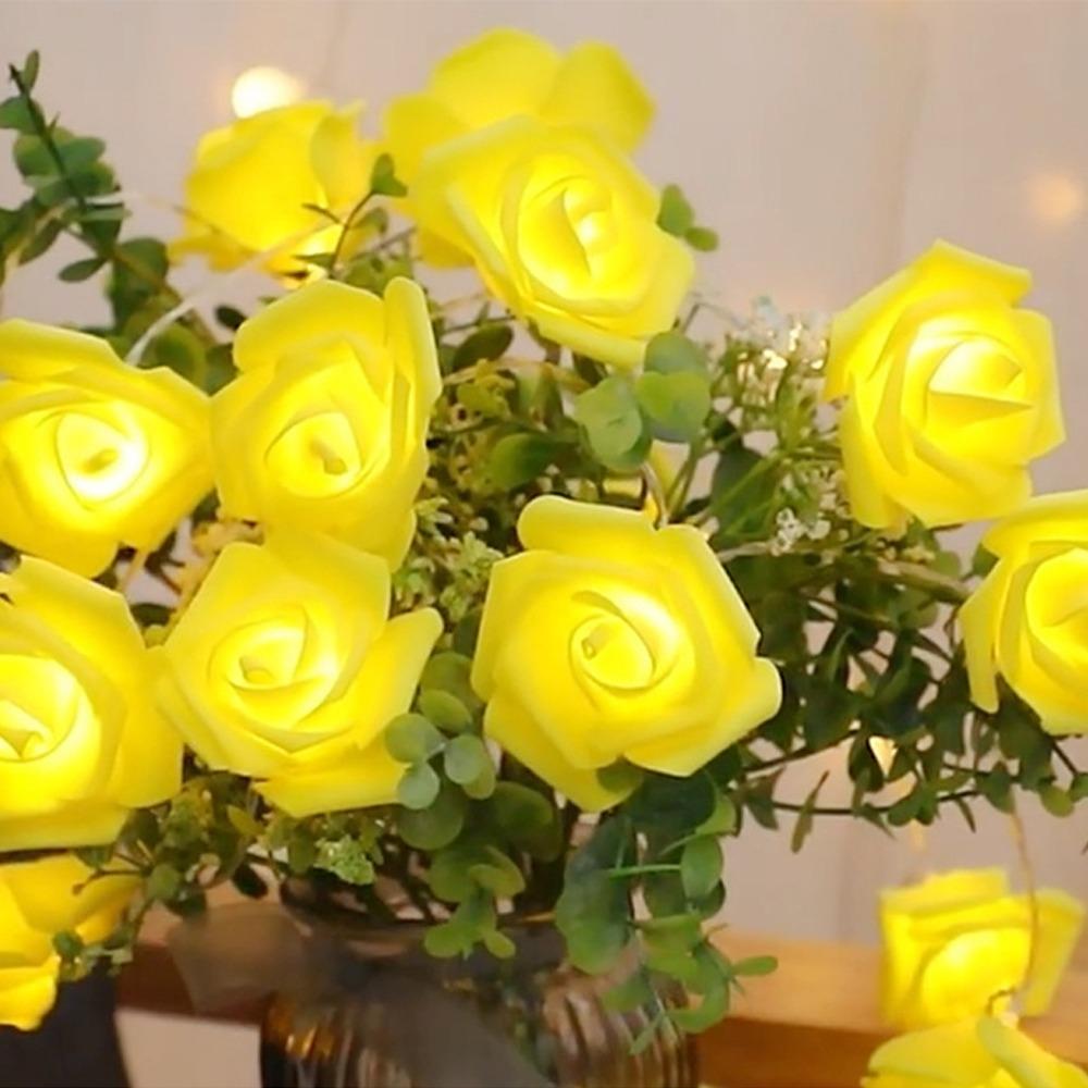 Romantic LED Rose String Lights 1.5/3 M Flower Garland Rose Flower Lights 10/20 LED Warm White Fairy Lights Bedroom Decor