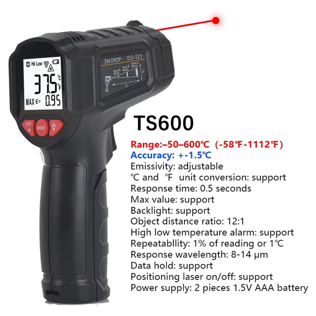 -50 To 800 Degree Mestek Digital Infrared Thermometer Laser Temperature Meter Non-contact Pyrometer Hygrometer IR Thermometer