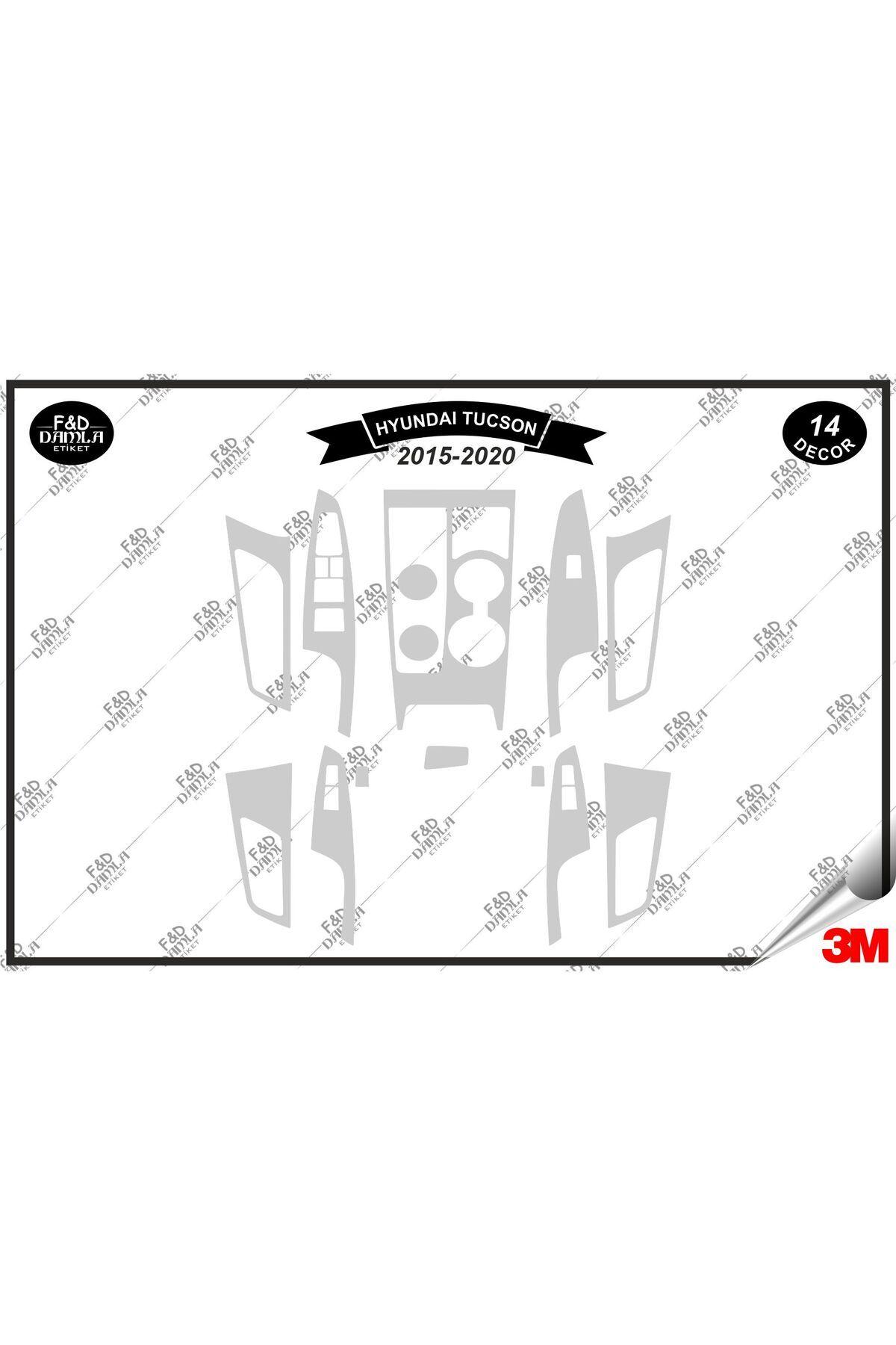 

Hyundai Tucson 2015-2020 Torpido Konsol Trim Göğüs Maun Kaplama Set 14 Parça Gümüş