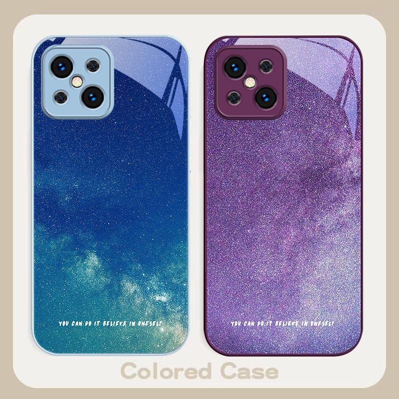 Brilliant Starry Sky For Find X5 X3 Lite Reno 6 4Z 5G OPPO A72 79 73 58 A54S OnePlus Nord N200 Tempered Glass Phone Case