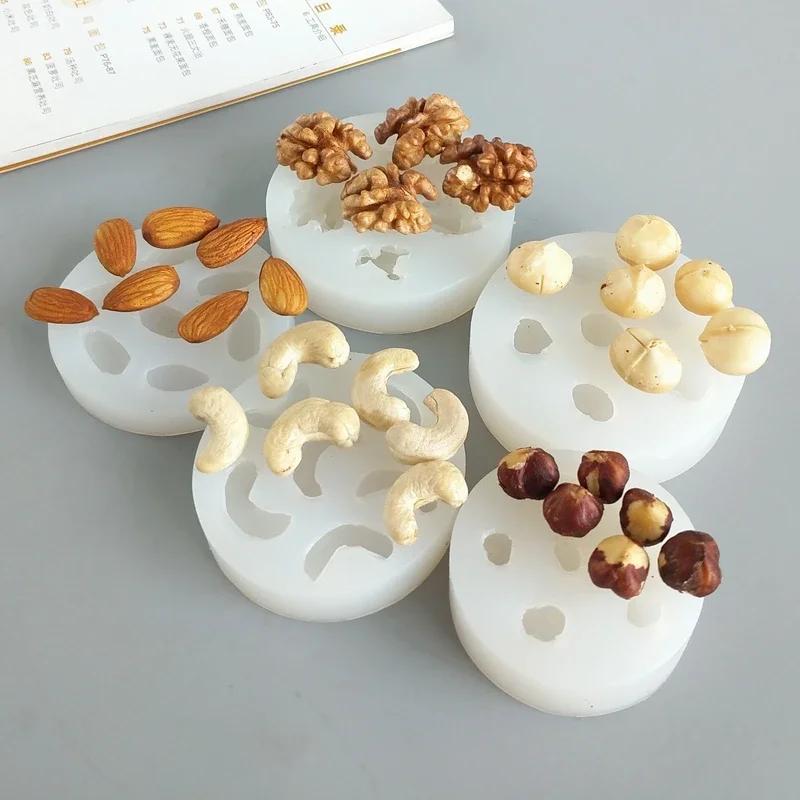 Hot 3D Nut Silicone Mold Walnut Almond Cashew Hazelnut Fondant Cake Chocolate Mold Sugar Cake Decoration Accessories Baking Tool