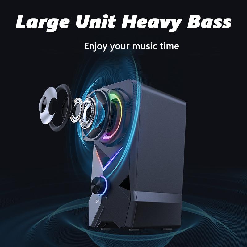 ONIKUMA USB Verdrahteter Lautsprecher RGB Coole Beleuchtung Super Bass Subwoofer HiFi Audio Für Spiel 3D Surround Musik Für PC Laptop 60 MM Einheit Mini Lautsprecher