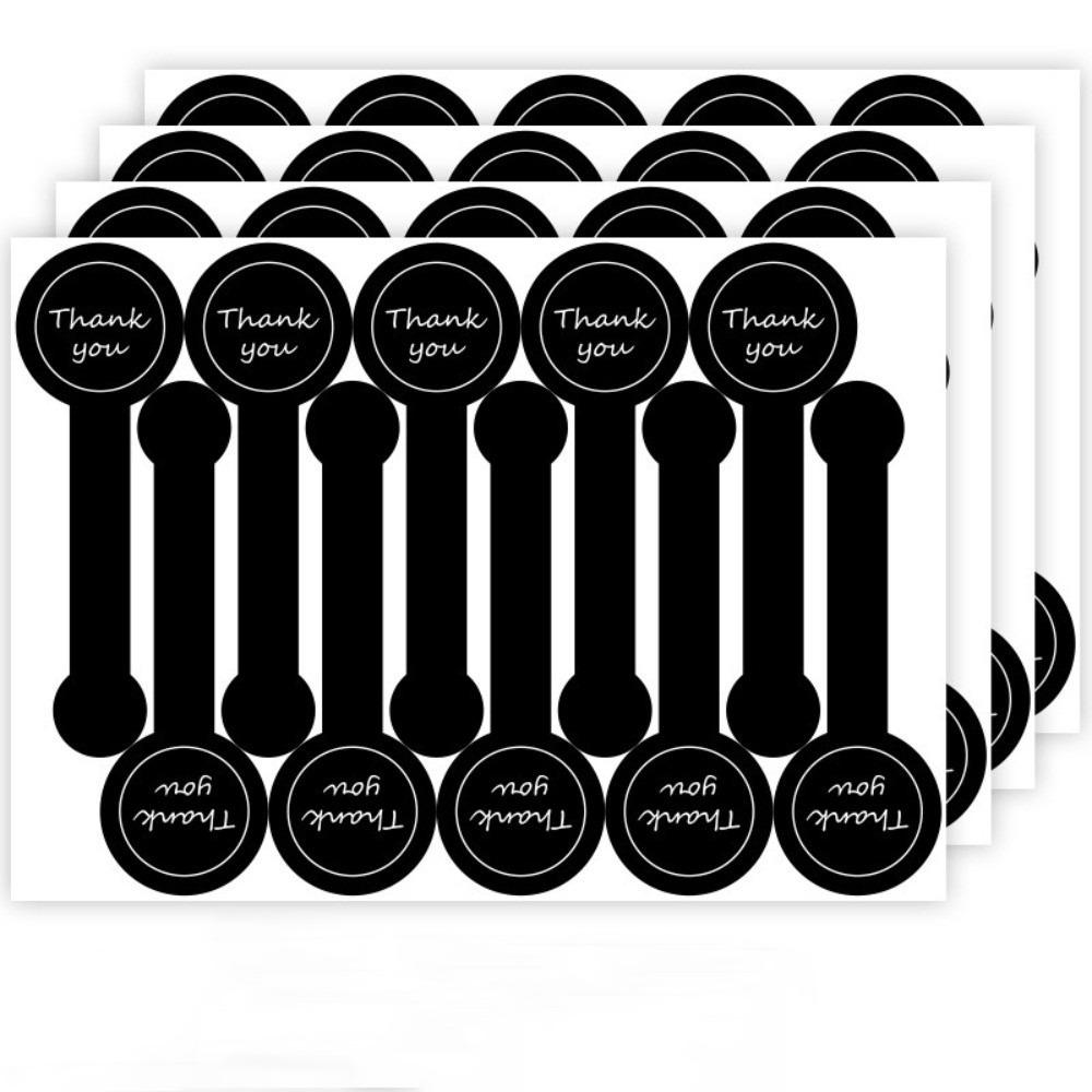 100PCS Self Adhesive Decorative Labels Long Strips Cute Cartoon Thank You Sticker Round Shape Handmade Packaging Sealing Labels