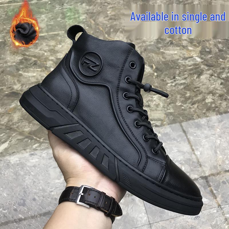 Men's High-Top Martin Boots - Autumn/Winter Warm Velvet, Retro British Style Genuine Leather