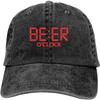 Beer OClock Digital Display Washed Baseball Cap Denim Casual Adjustable Dad Hat for Unisex