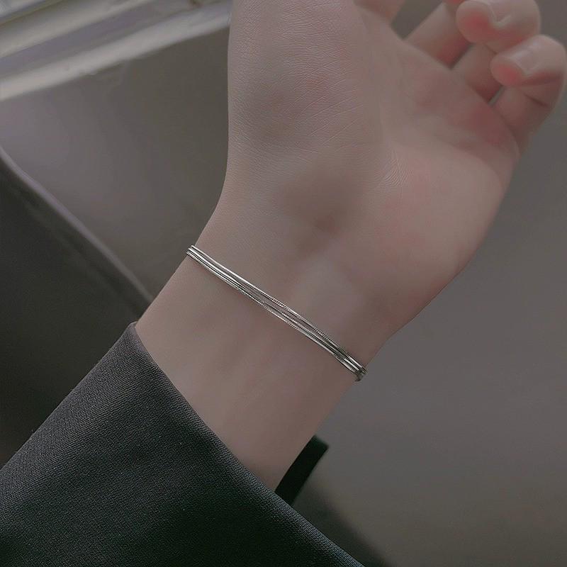 Korean Minimalist Three-Layer Snake Bone Chain Bracelet for Women - Chic Niche Design, High-End Fashion Jewelry