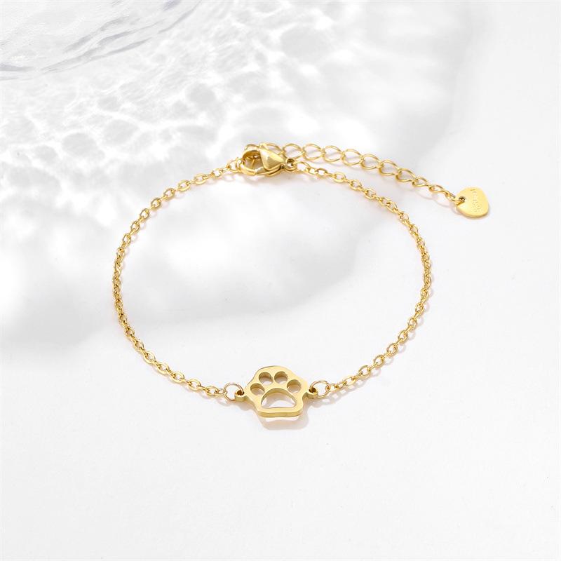 Popular Jewelry European and American Stainless Steel Cat's Paw Dog's Paw Bracelet, Hollowed Out Personalized Jewelry Women