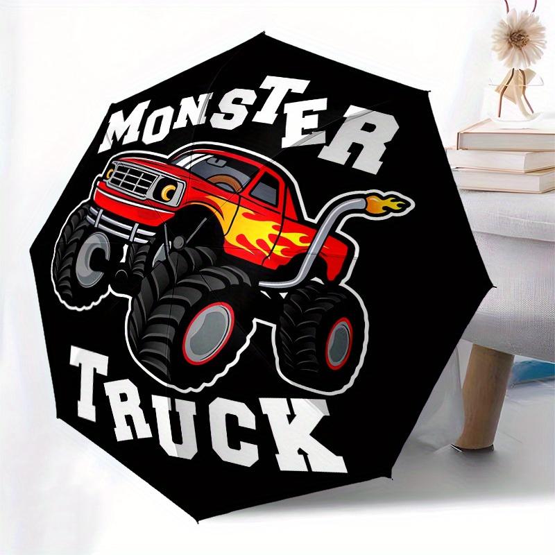 1pc Monster Truck Sticker Design Umbrella with Plastic Handle,Suitable for All Seasons Home Travel Outdoor UmbrellaM1023