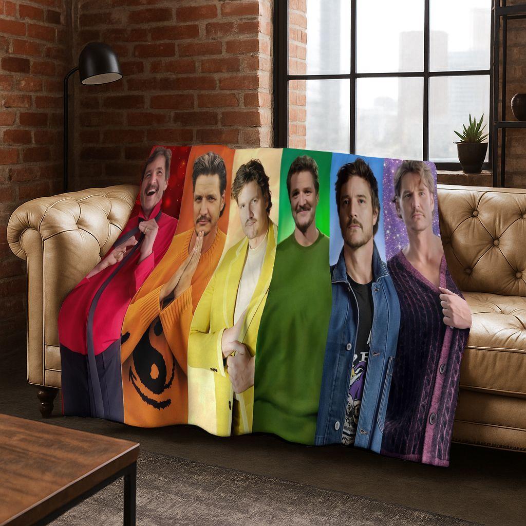 2025 Neue Pedro Pascal Schauspieler Star Kunst Flanelldecke, Gemütliche Weiche Überwurfdecke für Zuhause Schlafzimmer Bett Sofa Picknick Abdeckung Kinder Geschenk