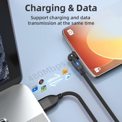 Micro USB Cable L Shape 180 Degree Rotation 2.4A Quick Charging & Data Transfer Made of Reinforced TPE USB Type A to Micro B Cable Micro Charging Cord