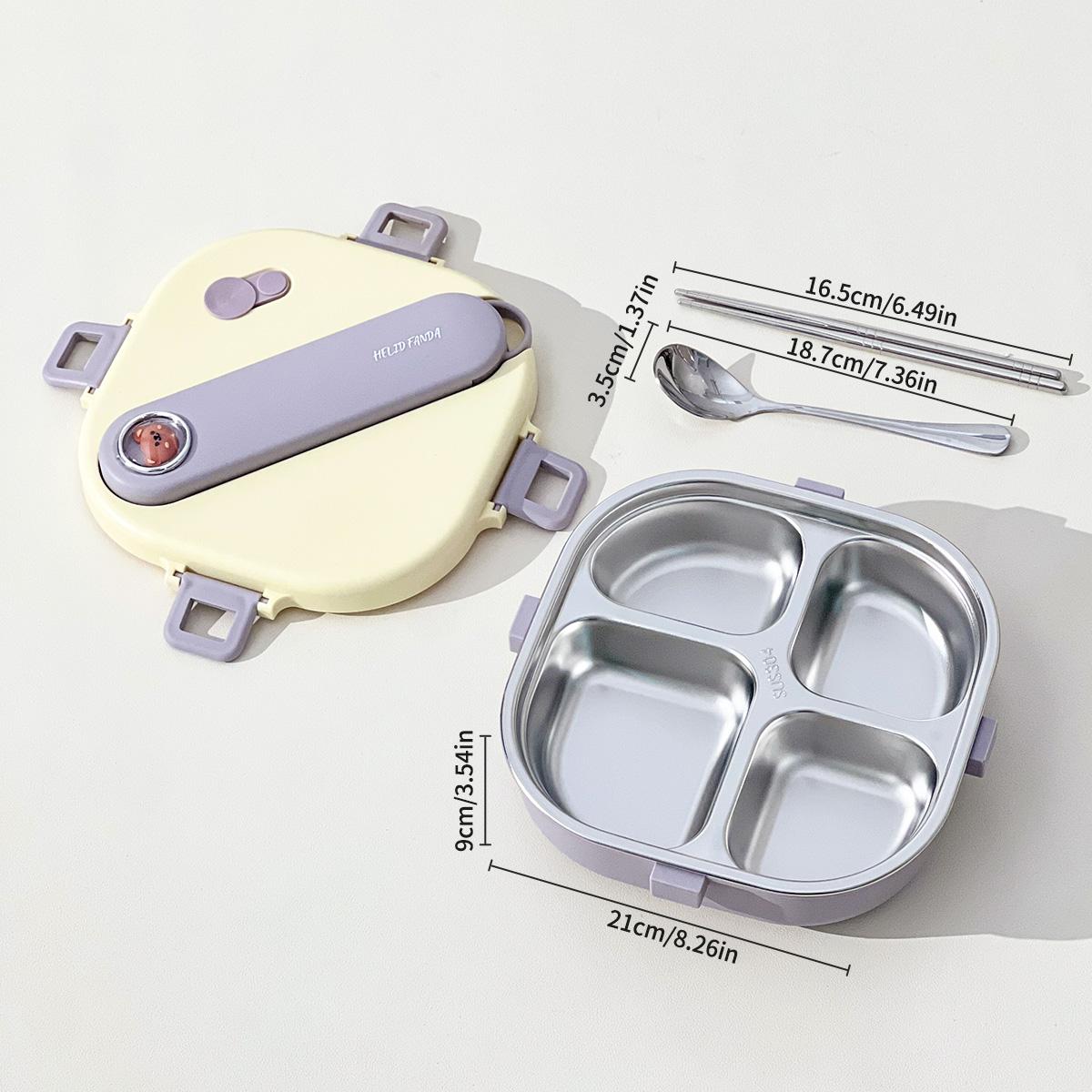 

3/4 Compartment 304 Stainless Steel Lunch Container With Cutlery Portable Divided Bento Lunch Box For Kid Student Microwave Safe