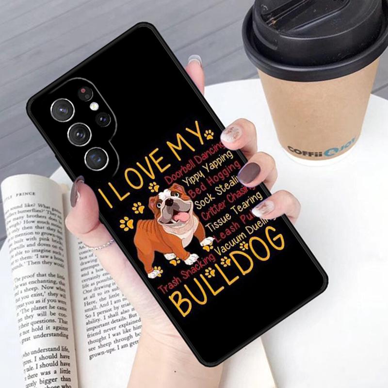 English Bulldog Heartbeat phone case Cover For Samsung Galaxy S24 S25 Ultra S21 S22 Ultra S10E Note 10 Plus Note 20 FE S23
