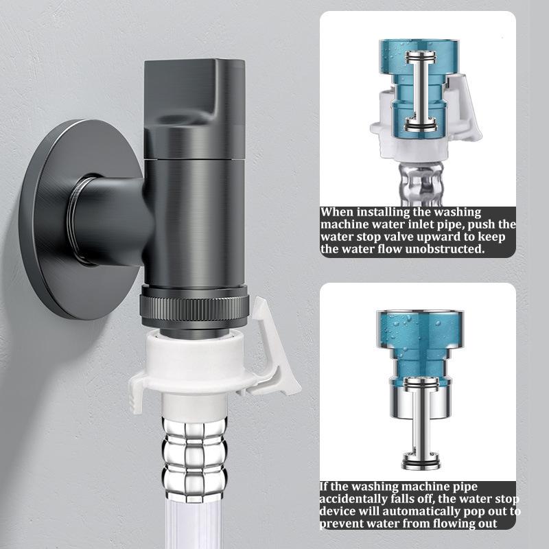 Automatic Water Stop Valve All-Copper Washing Machine Faucet Clip-On Faucet Joint Drum Automatic 4/6 Points universal