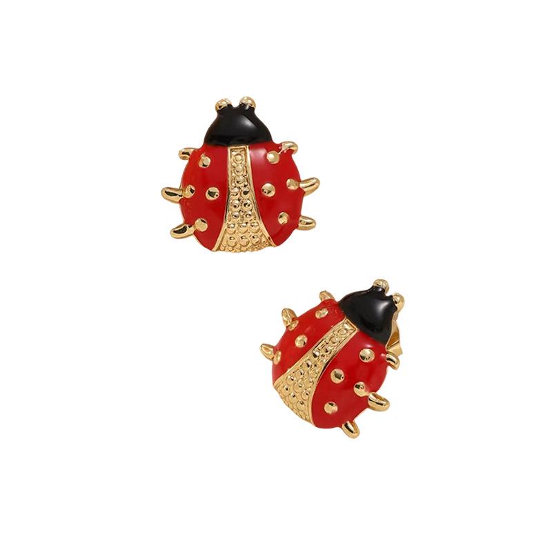 High-End Stainless Steel Ladybug Earrings: Fashionable, Versatile European and American Insect Design