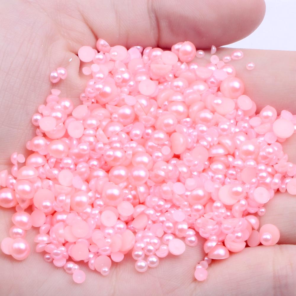 9mm Flat-back Half-round Pearl Beads - 100 Pcs for DIY Phone Case Decoration