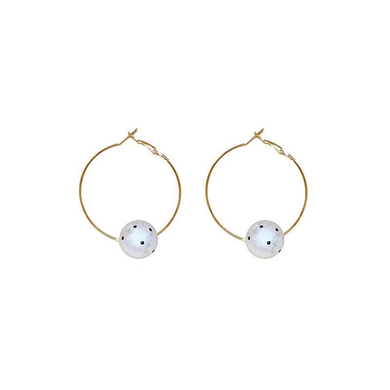 Black And White Polka Dot Pearl Large Earrings High-End Earrings 925 Silver Needle Earrings Women'S Fashion Jewelry Supply