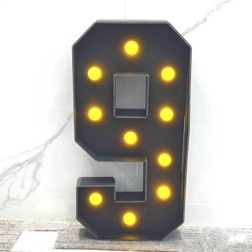 With Yellow Light Black 3FT 91.5cm Marquee Numbers – Fits Birthdays, Anniversaries, Back-to-School & Retirements – Adorn with Balloons/Flowers