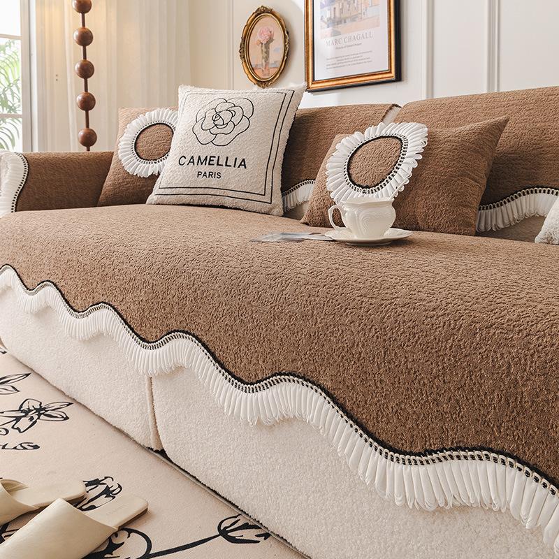 New French Retro Sofa Cushion Universal In All Seasons, Non-Slip And Anti-Cat Scratch Special-Shaped Sofa Seat Cushion, Sub-Cover Cloth Towel