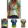 Stylish Womens V Neck Short Sleeve Blouse Soft Casual Baggy Floral T-shirt Tunic Tops