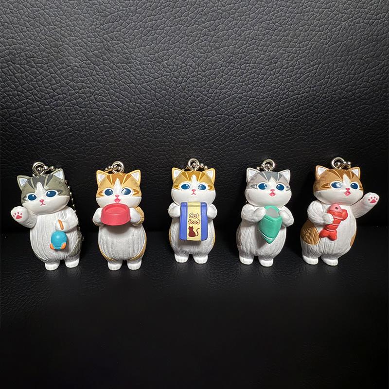 Mofusand Kawaii Cat Keychain Cute Anime Figure Pendant Toy Stand Style Action Figure With Food Pose Collectible Gift