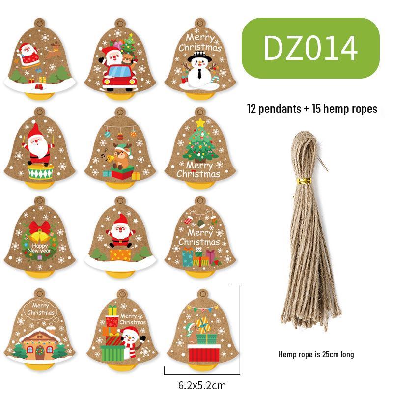 Christmas Ornaments: Santa, Snowman, Reindeer, Sleigh, Small Pendants, Kraft Paper DIY Accessories