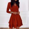 Women's Mid-Waist Solid Color Princess Pullover Dress with Spliced Hem