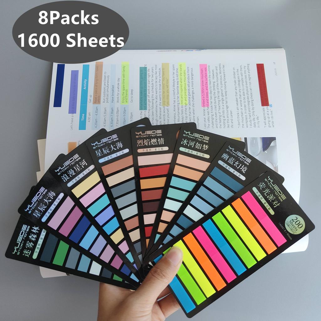 8 Packungen 1600 Blatt Transparente Index Selbstklebende Notizen Anmerkungsbücher Posted It Lesezeichen Tabs Wiederverwendbares Notizblock Schreibwaren