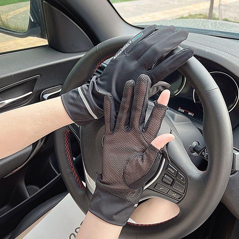 

Летние перчатки для защиты от солнца женские дышащие сетчатые для улицы с защитой от УФ-лучей для езды верховой езды вождения тонкие с открытыми пальцами сенсорные Black All yards