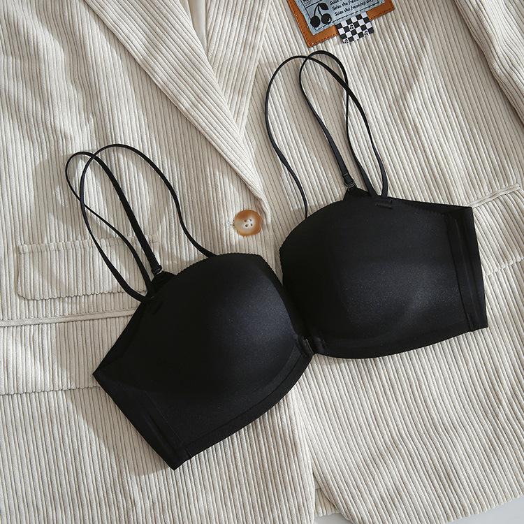 Light Kapok Small Breasts Gather Underwear Women's Flat Chest Not Empty Cup No Trace No Steel Ring Thin Front Buckle Beautiful Back Bra