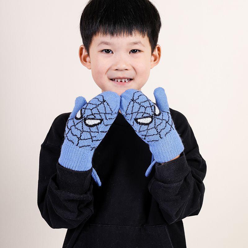 Winter Kinderhandschuhe Cartoon Spider-Man Nackenhandschuhe Warm und Verdickt Kälteschutzhandschuhe Wintergeschenke für Kinder