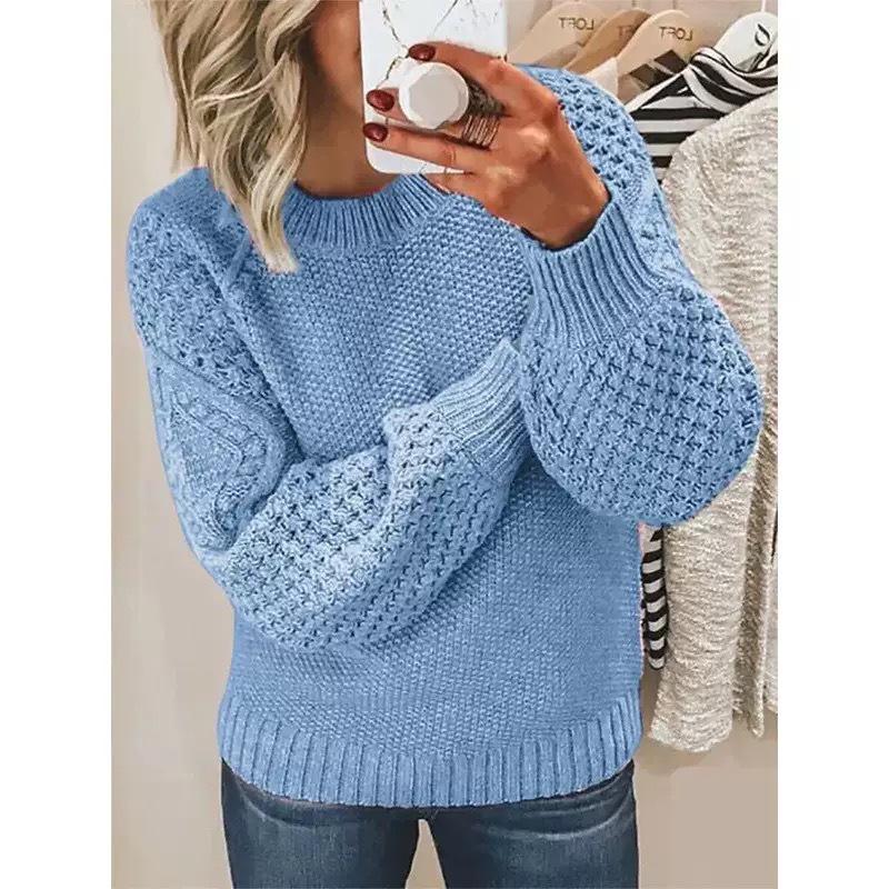 European Autumn/Winter Versatile Solid Color Cable Knit Sweater