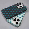 Mint Blue Polka Dot Leather Texture Soft Case for iPhone 17 17E 16 15 14 13 12 11 Pro Max Minimalist Shockproof Cover