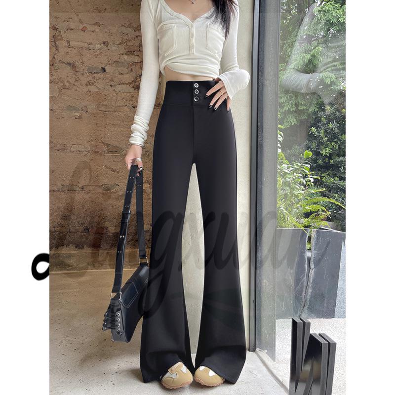 

American Retro Dark Gray High-Waist Micro Flare Slimming Sweatpants for Women (2026 Autumn/Winter) XL чорний