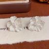 MEETSOFT 925 Silver Geometric Pleated Flower Pearl Stud Earring for Women Fine Jewelry High Luxury Vintage Accessories