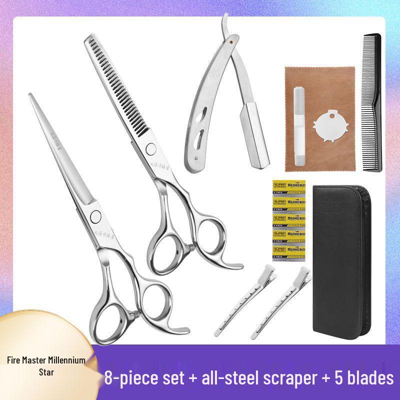 Professional Hairdressing Scissors Set: Flat Teeth, Cutting, and Thinning Scissors - Free Shipping