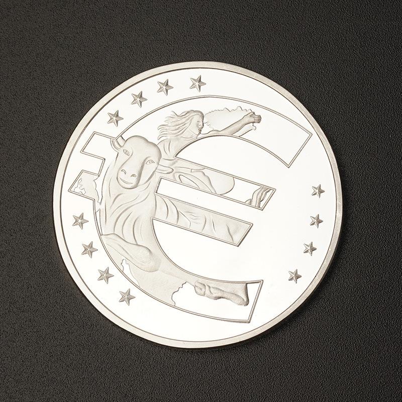 Commemorative Coin 10 Years Anniversary Europe Map Design Collector's Edition Metal Coin with Detailed Euro Symbols and Text
