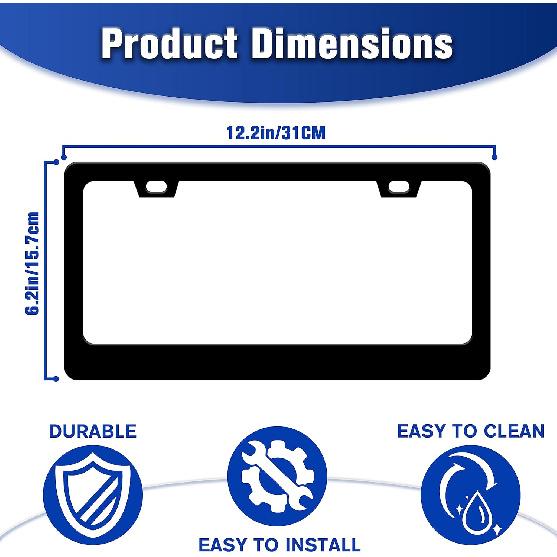 Black And White Cow Print License Plate Frame Funny Spots License Plate Frames Animal Pattern Auto Accessory Bracket Stainless Steel License Plate