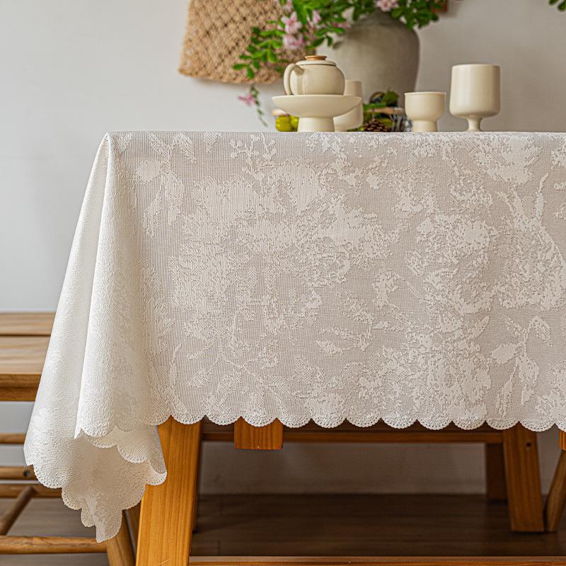 1pc Rural Style Lace Tablecloth, Round Rectangular Tablecloth, Restaurant Waterproof Tablecloth, Coffee Table, Kitchen Decoratio