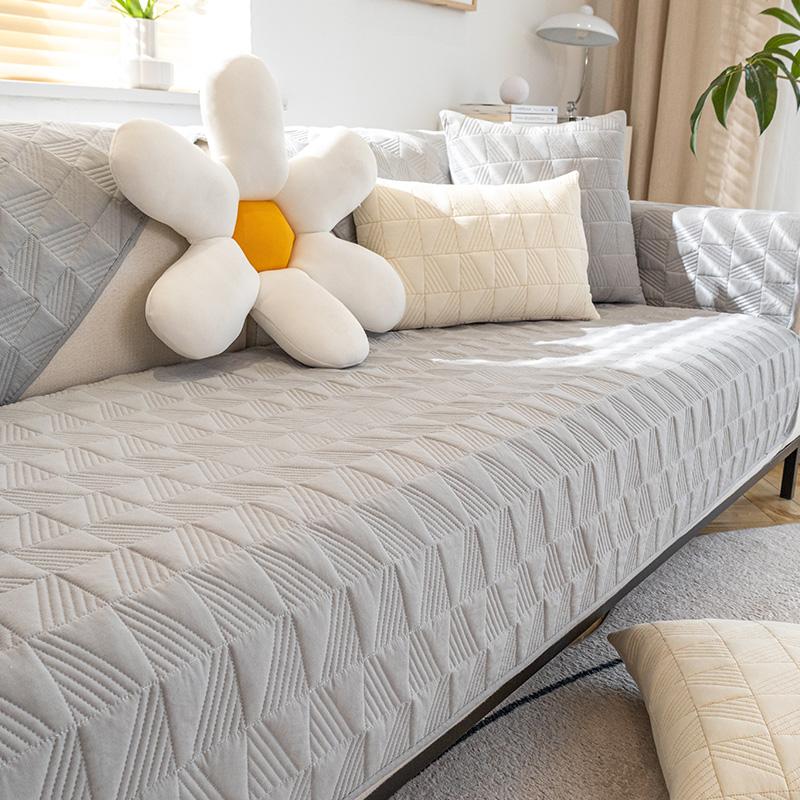 Sofakissen aus gewaschenem Baumwollstoff, neue Vier-Jahreszeiten-Universal-Anti-Rutsch-Sitzkissen, cremefarbener Sofabezug, Bezugsstoff