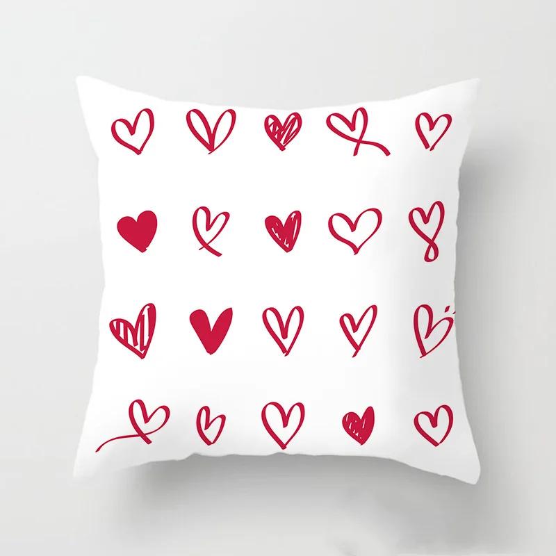 Love Heart Letters Floral Pillowcase Modern Nordic Fashion Pink Cushion Cover Sofa Seat Wedding Decorative Throw Pillows Cover