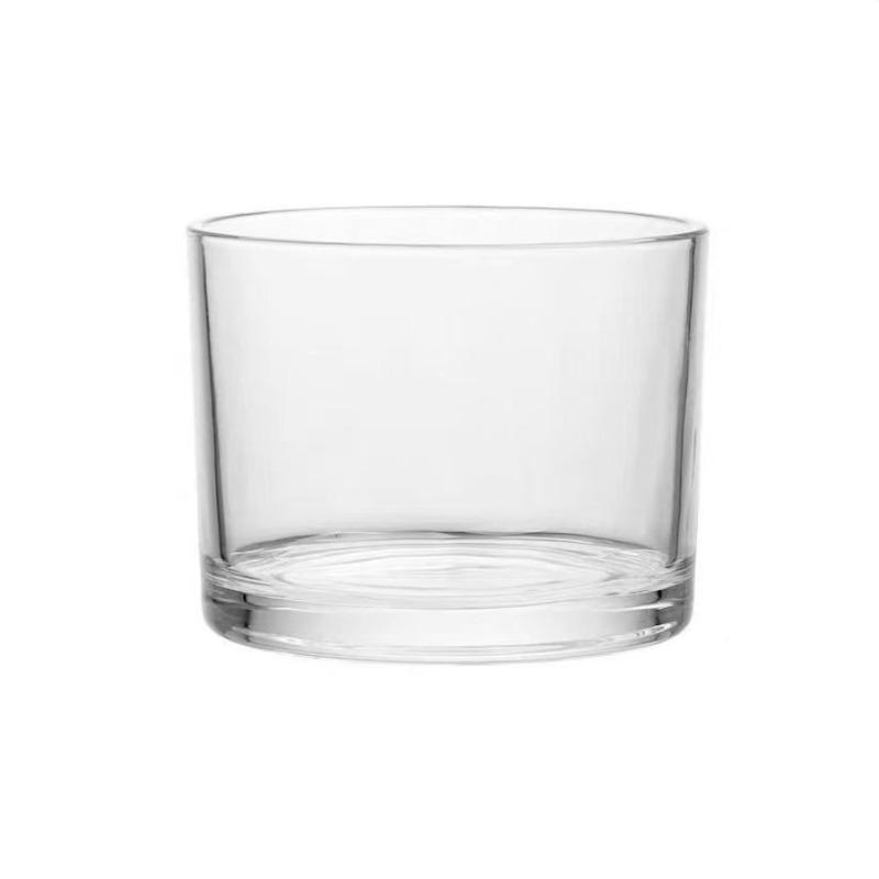 Small Short Round Glass Vase Clear Hydroponic Container for Lotus Pennywort Patio Side Table Home Decor