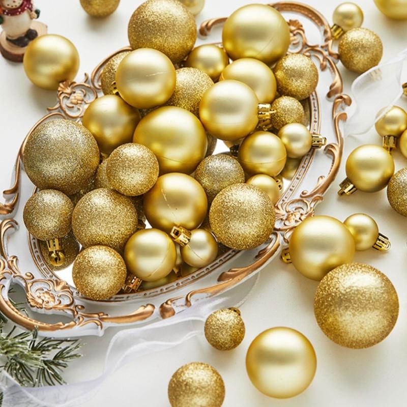 1 Box Shatterproof Decorations Balls Stylish Christmas Tree Round Shaped Balls Decor Home Creative Decoration Gifts