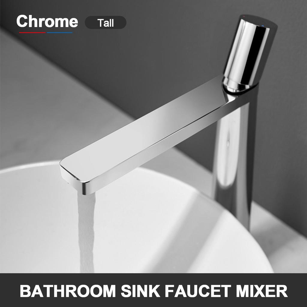 Bathroom Sink Faucet Single Hole Tall High Lavatory Vanity Basin Mixer Tap Commercial Modern Commercial Vessel Sink