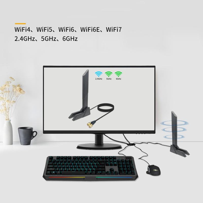 1Pcs Magnetic Foldable 2.4G/5G/6G 12Dbi High Gain External Signal Receiver For Pcie Adapter Wireless Router Wifi 6E Wifi Antenna
