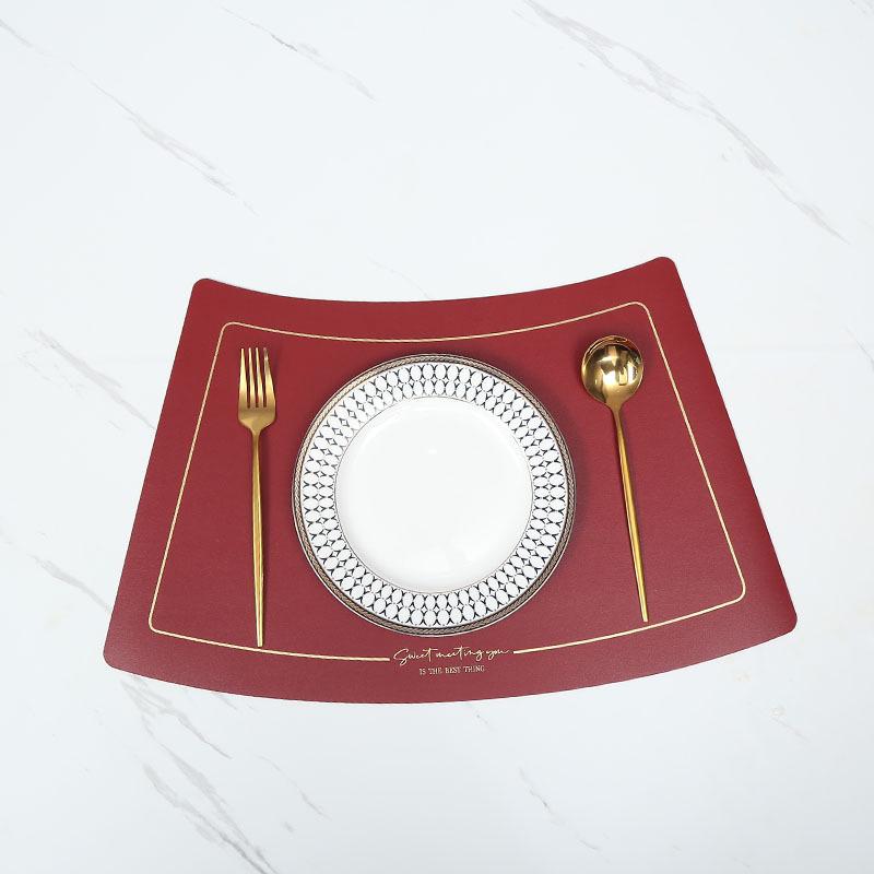 Scalloped Leather Placemat Table Mat Oil-Water-Proof And Heat-Insulating Household PU Table Coasters Kitchen Device Sets