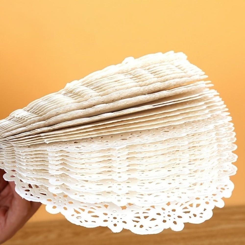 140 Pcs Round Baking Paper White Lace Paper New Oil-absorbing Paper  Cake Baking