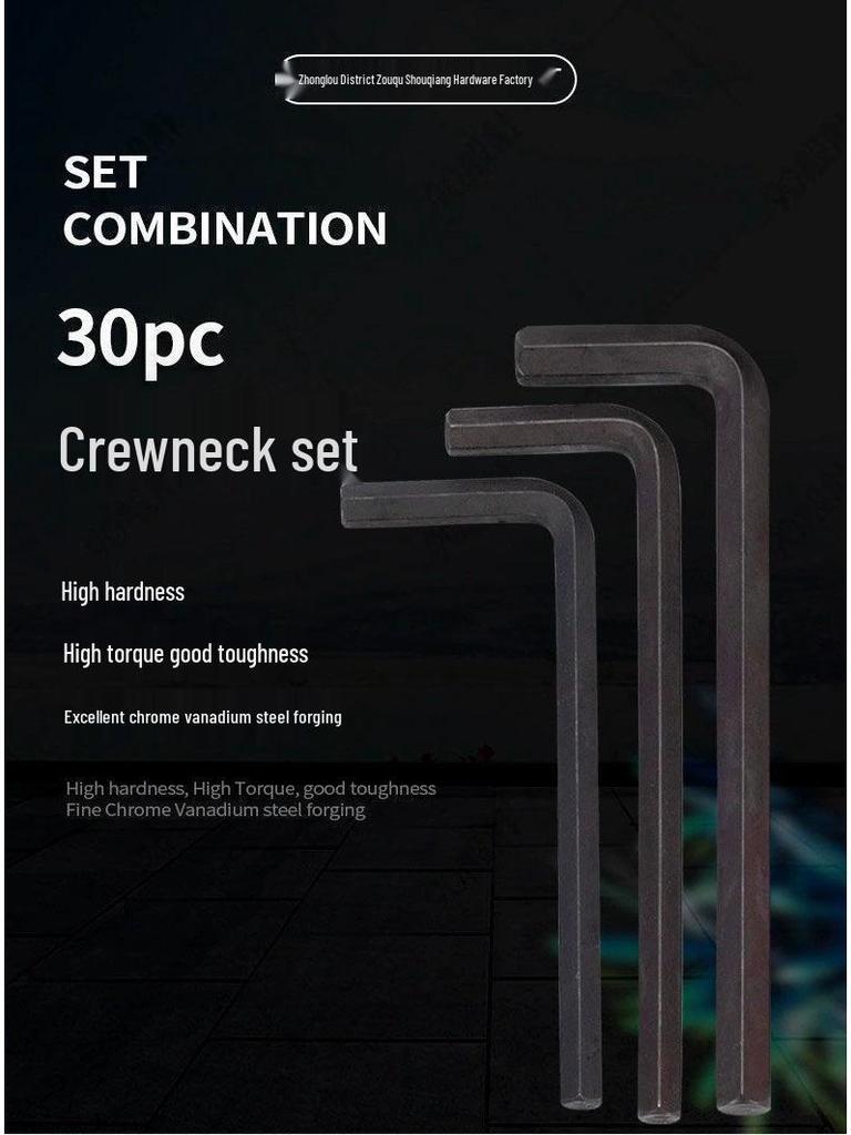 30-Piece Blackened Extra Long Metric/Imperial Hex Key Wrench Set with Extension Bar